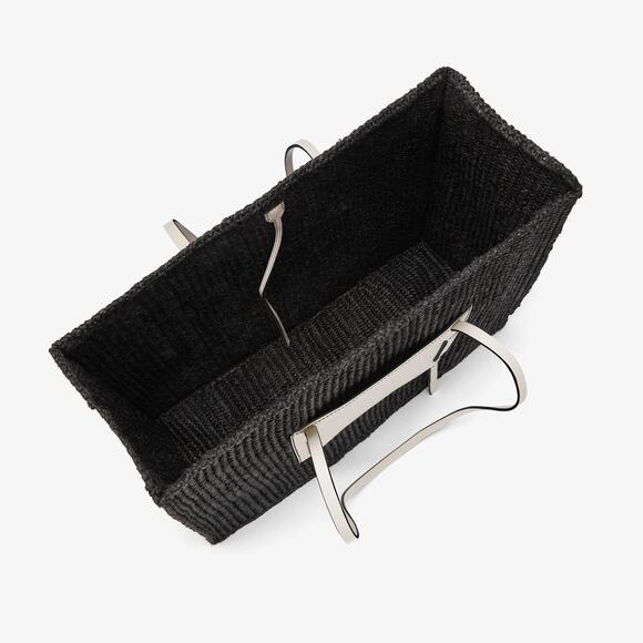 Demellier Large Capri Black Raffia White Leather Tote Bag Shopper Straw $475 - Picture 4 of 10